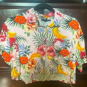 2/$25 Hawaiian flower banana print button up
